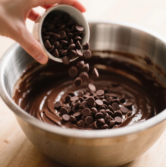 Chocolate Chocolate Chip Cake Mixing