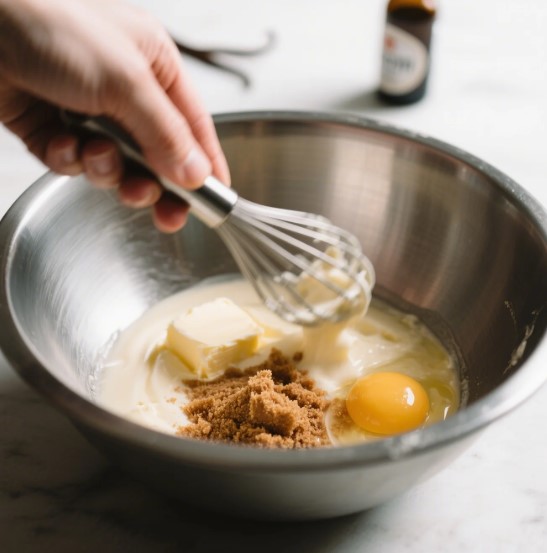 Eggnog Coffee Cake Mixing