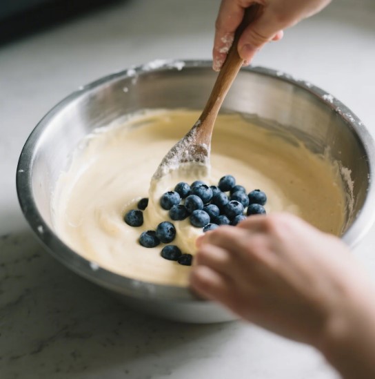 Sugar Free Blueberry Coffee Cake Mixing