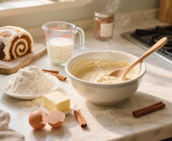 Cinnamon Roll Coffee Cake Components