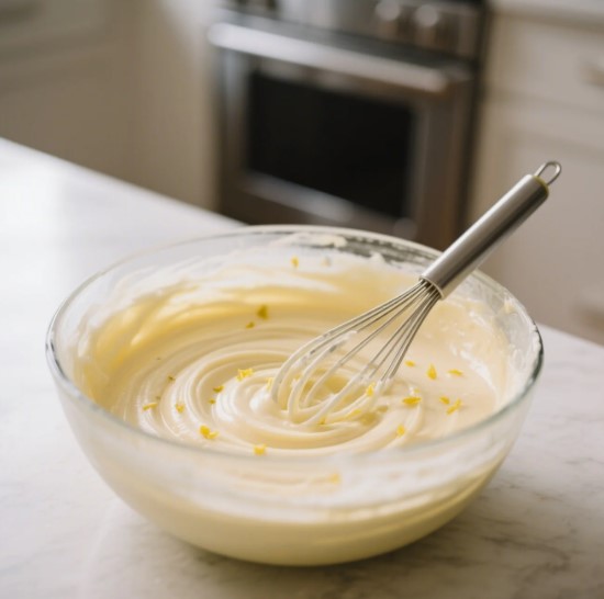lemon coffee cake mixing