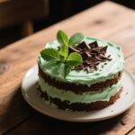 easy mint chocolate cake with fresh mint garnish