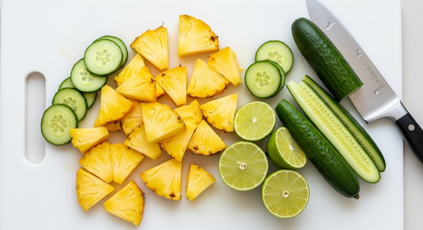 ingredients for pineapple cucumber salad