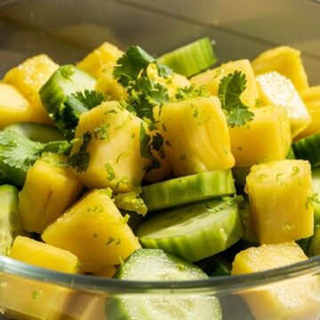 pineapple cucumber salad with lime and cilantro