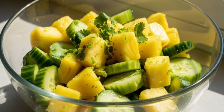 pineapple cucumber salad with lime and cilantro