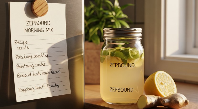 printed natural zepbound recipe pdf on fridge