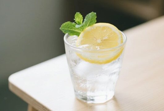 A glass of 7 second ice water hack