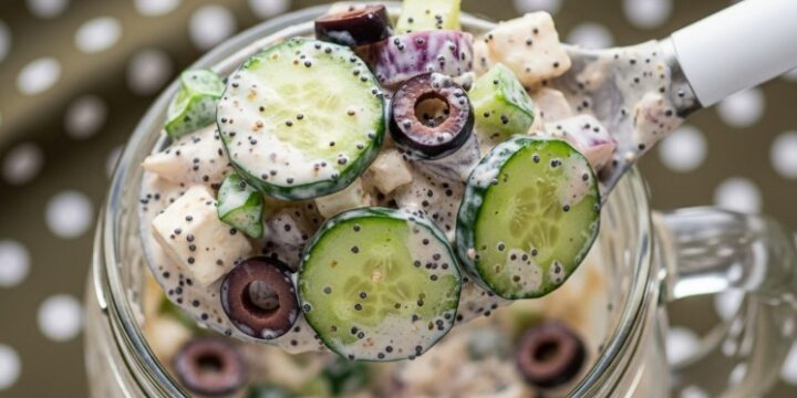 finished creamy high protein cucumber chicken salad