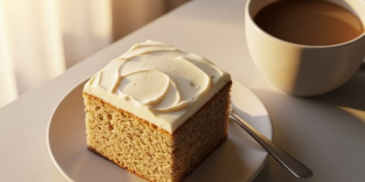final slice of banana cake with coffee