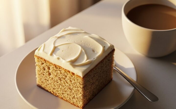 final slice of banana cake with coffee