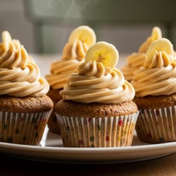 Easy banana cupcake recipe finished cupcakes with frosting