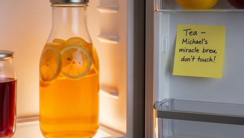 Chilled Costa Rican tea stored in fridge
