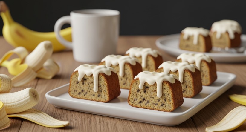 mini banana bundt cakes on tray