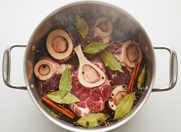 bone broth in stockpot