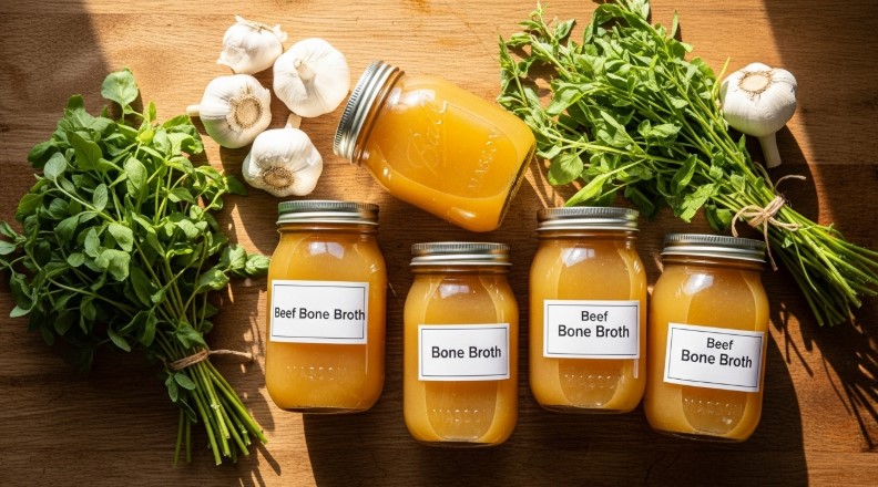 bone broth in mason jars