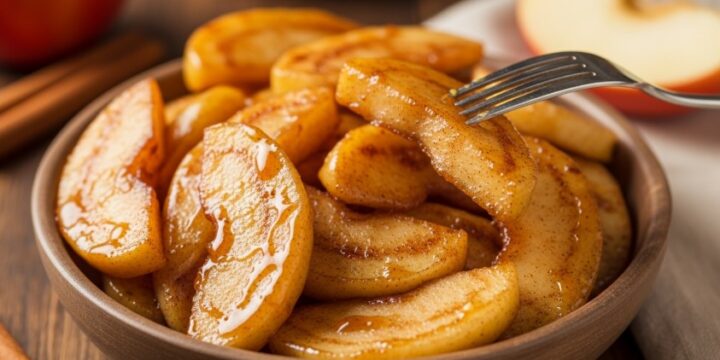 Close-up of a bowl of Southern-style fried apples