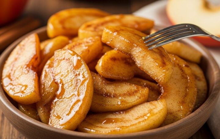 Close-up of a bowl of Southern-style fried apples