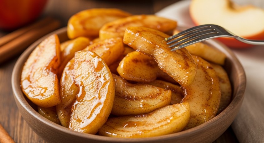 Close-up of a bowl of Southern-style fried apples