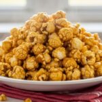 finished homemade caramel popcorn in bowl