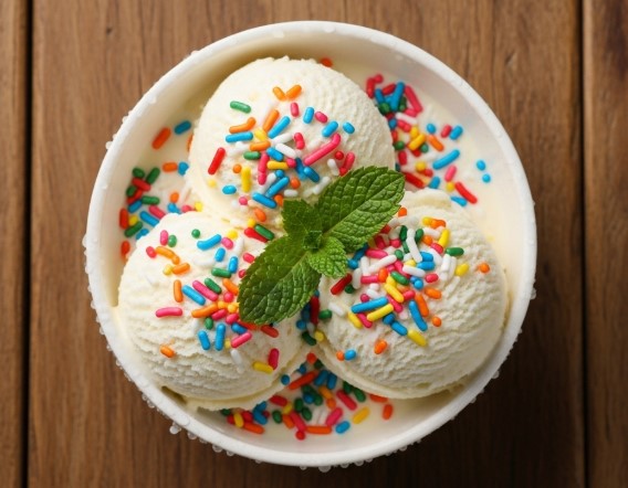 Serving of vanilla ice cream from Ninja Creami