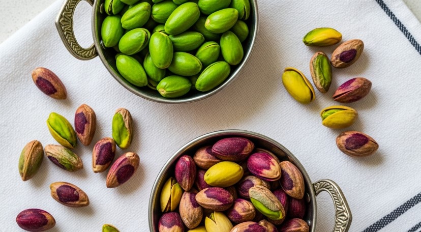 Peeled raw pistachios ready for pistachio cream